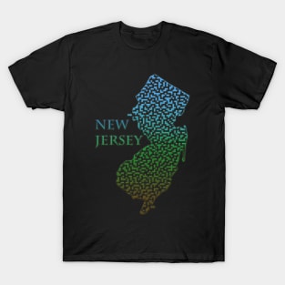 New Jersey State Outline Maze & Labyrinth T-Shirt